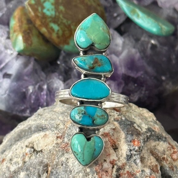 Sold ❤️ Turquoise 🩵 long sterling silver ring - Picture 3 of 8